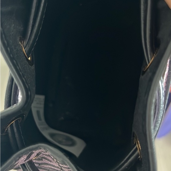 Versace La Greca Bucket Bag Black and Purple Glitter Print - Picture 4 of 6